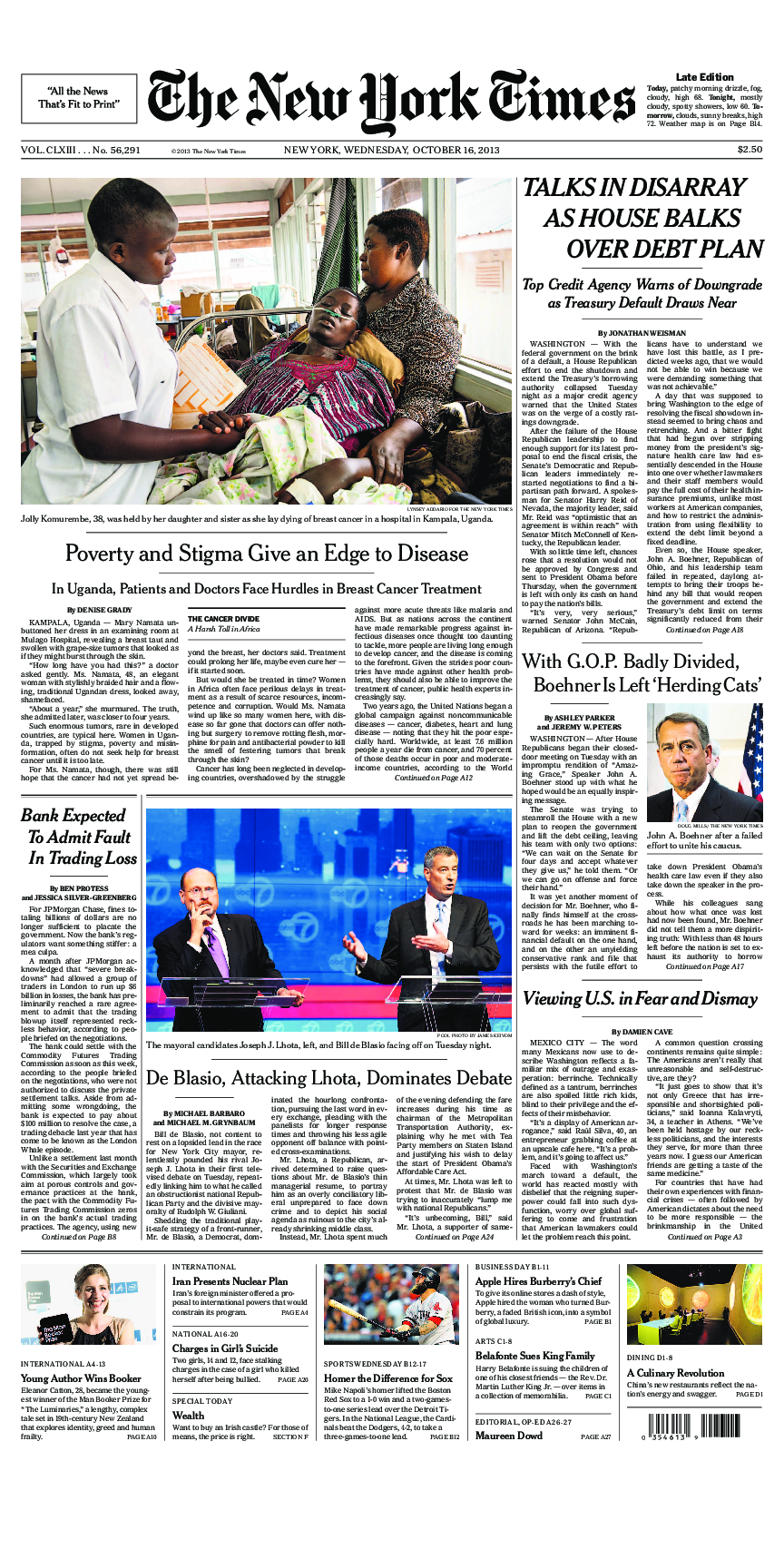 Prima-pagina-New-York-Times-del-2013-10-16