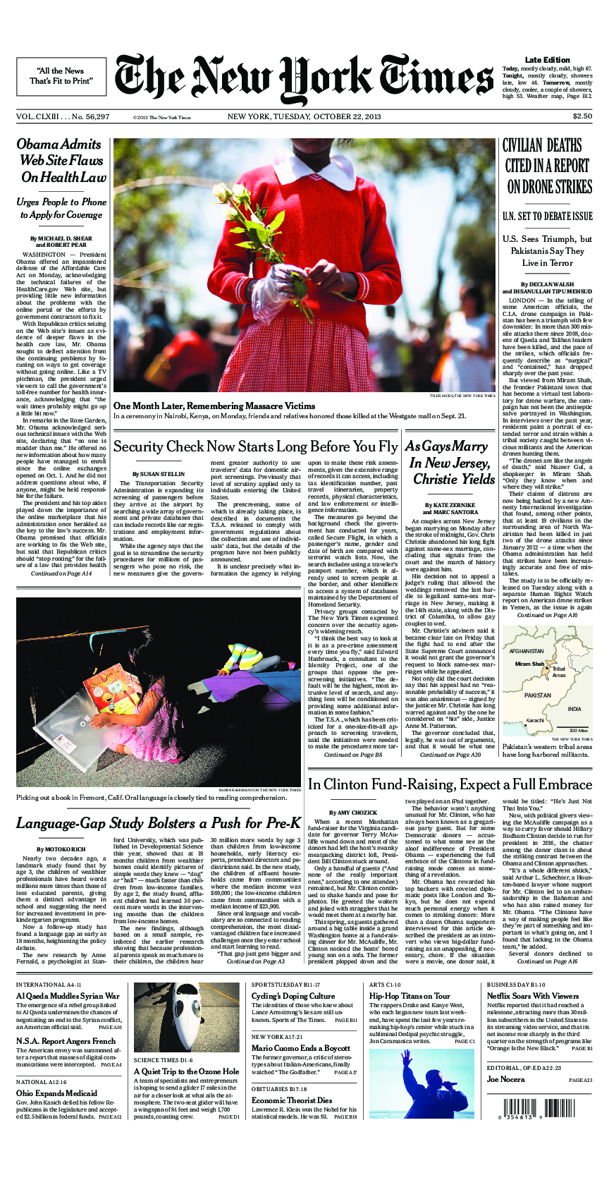 Prima-pagina-New-York-Times-del-2013-10-22