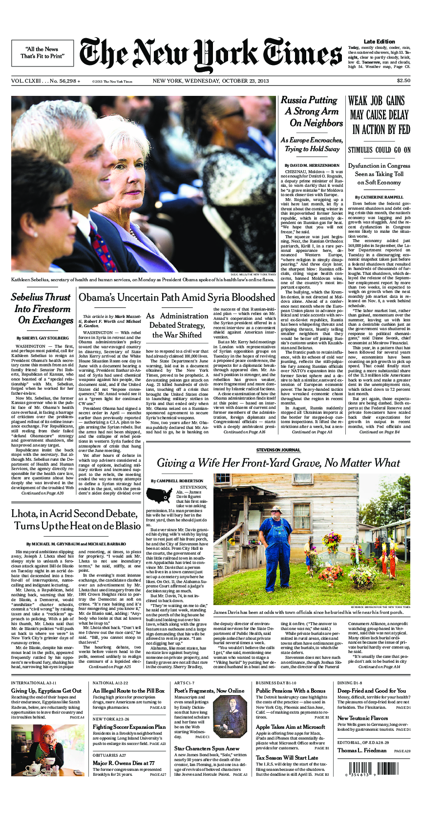 Prima-pagina-New-York-Times-del-2013-10-23