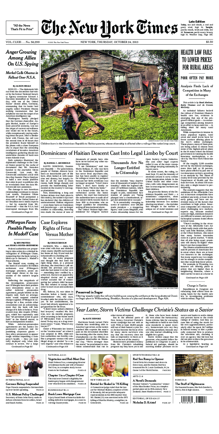 Prima-pagina-New-York-Times-del-2013-10-24