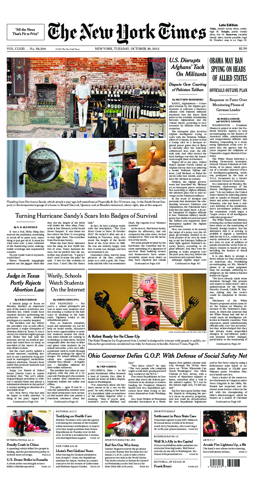 Prima-pagina-New-York-Times-del-2013-10-29