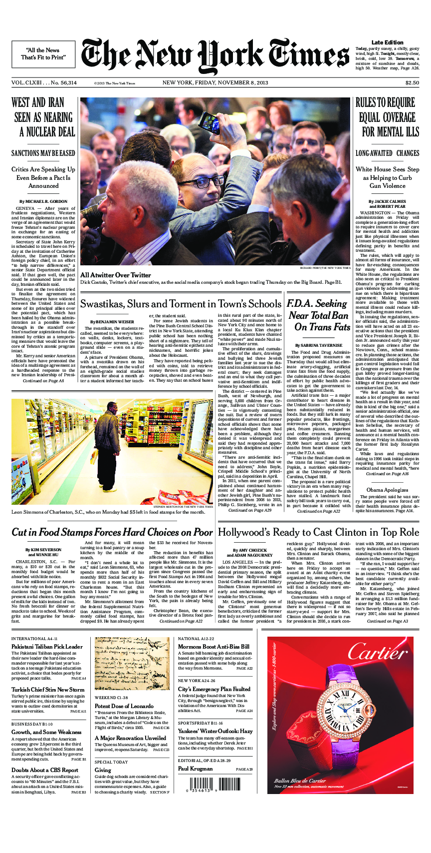 Prima-pagina-New-York-Times-del-2013-11-08