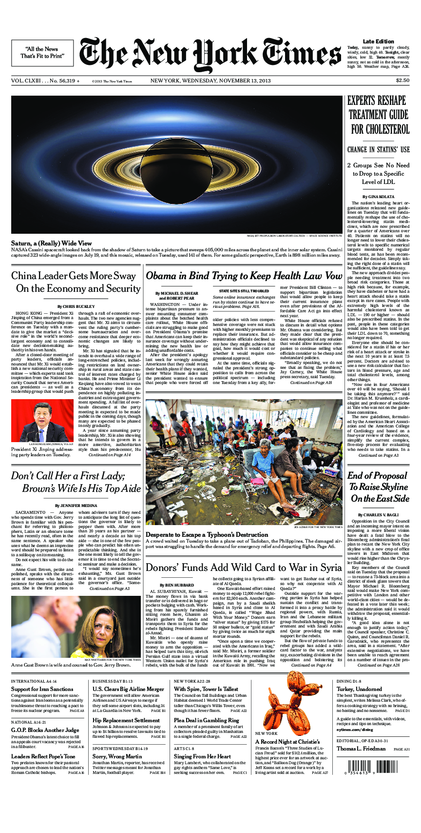 Prima-pagina-New-York-Times-del-2013-11-13