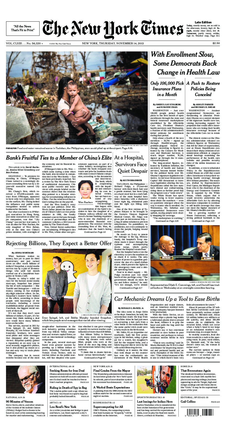 Prima-pagina-New-York-Times-del-2013-11-14