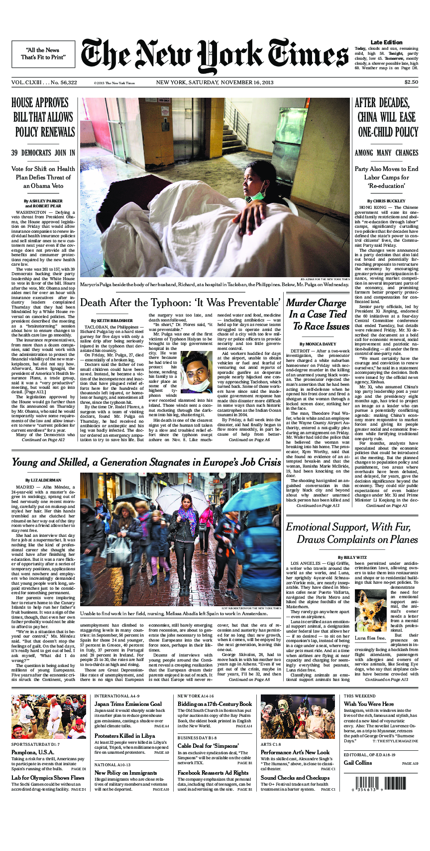 Prima-pagina-New-York-Times-del-2013-11-16