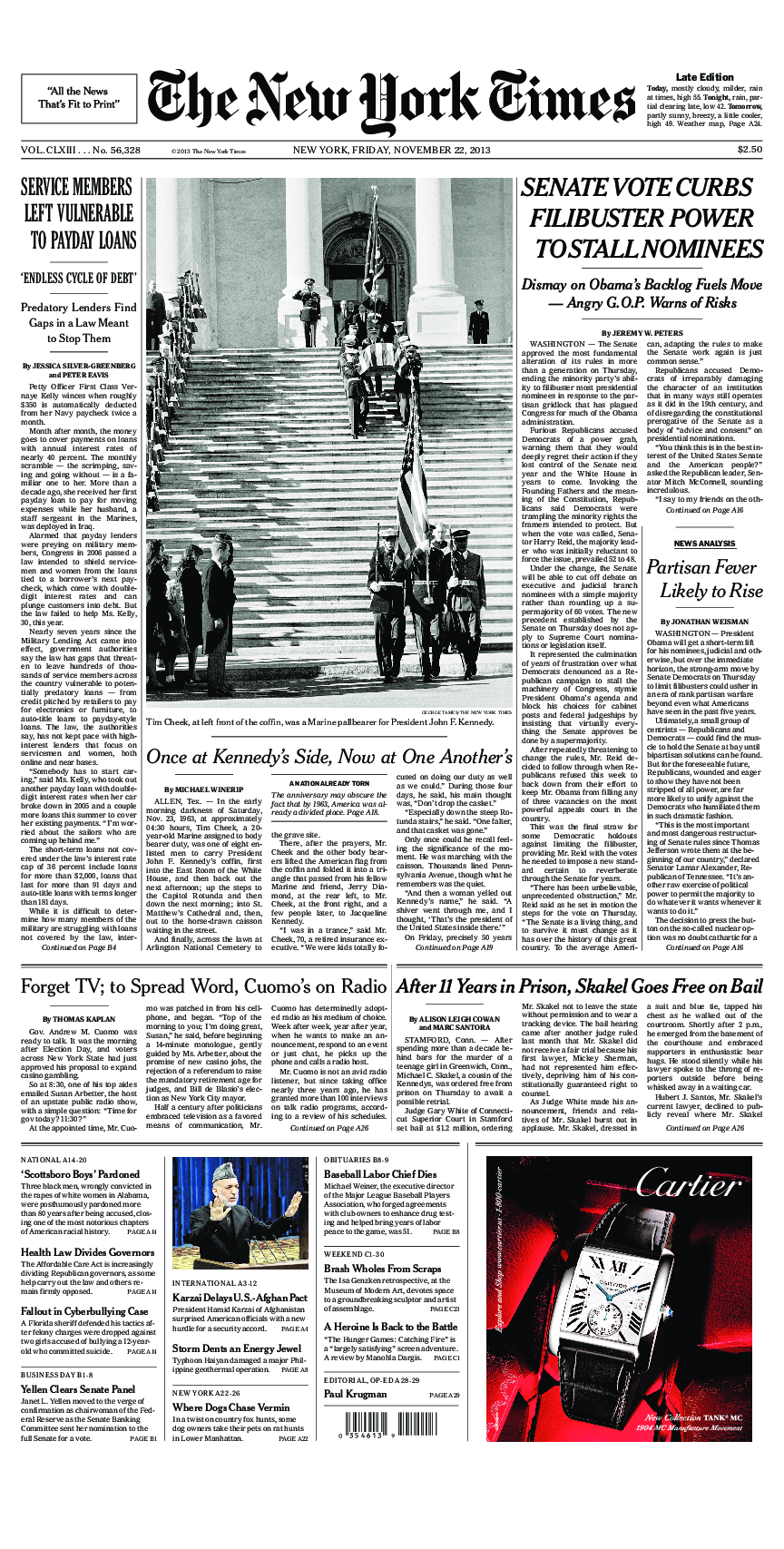 Prima-pagina-New-York-Times-del-2013-11-22