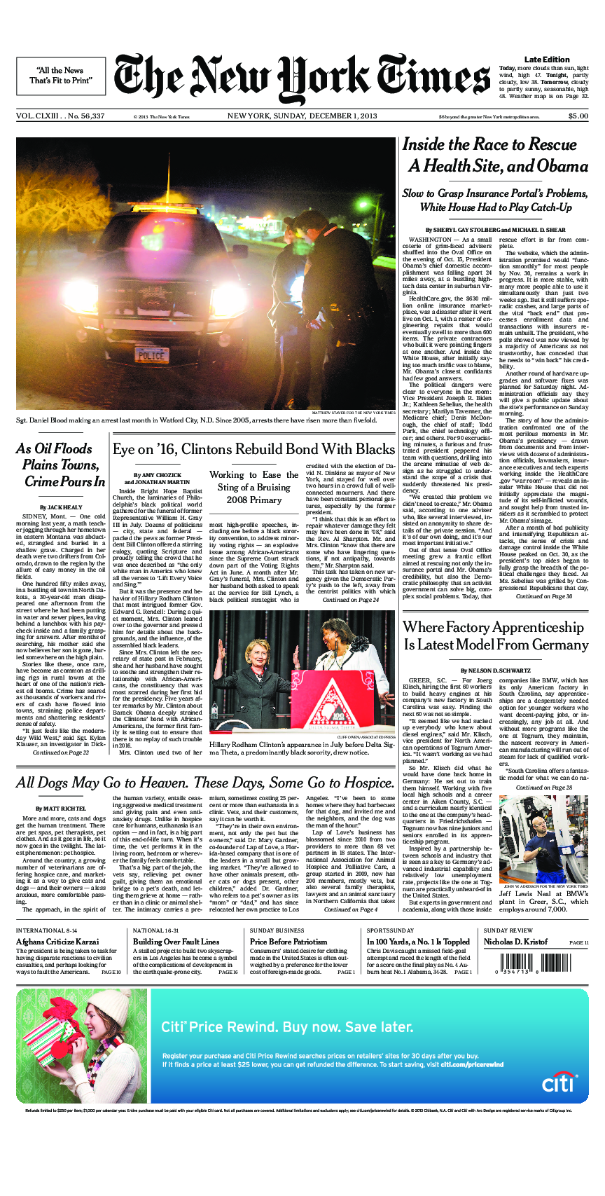 Prima-pagina-New-York-Times-del-2013-12-01