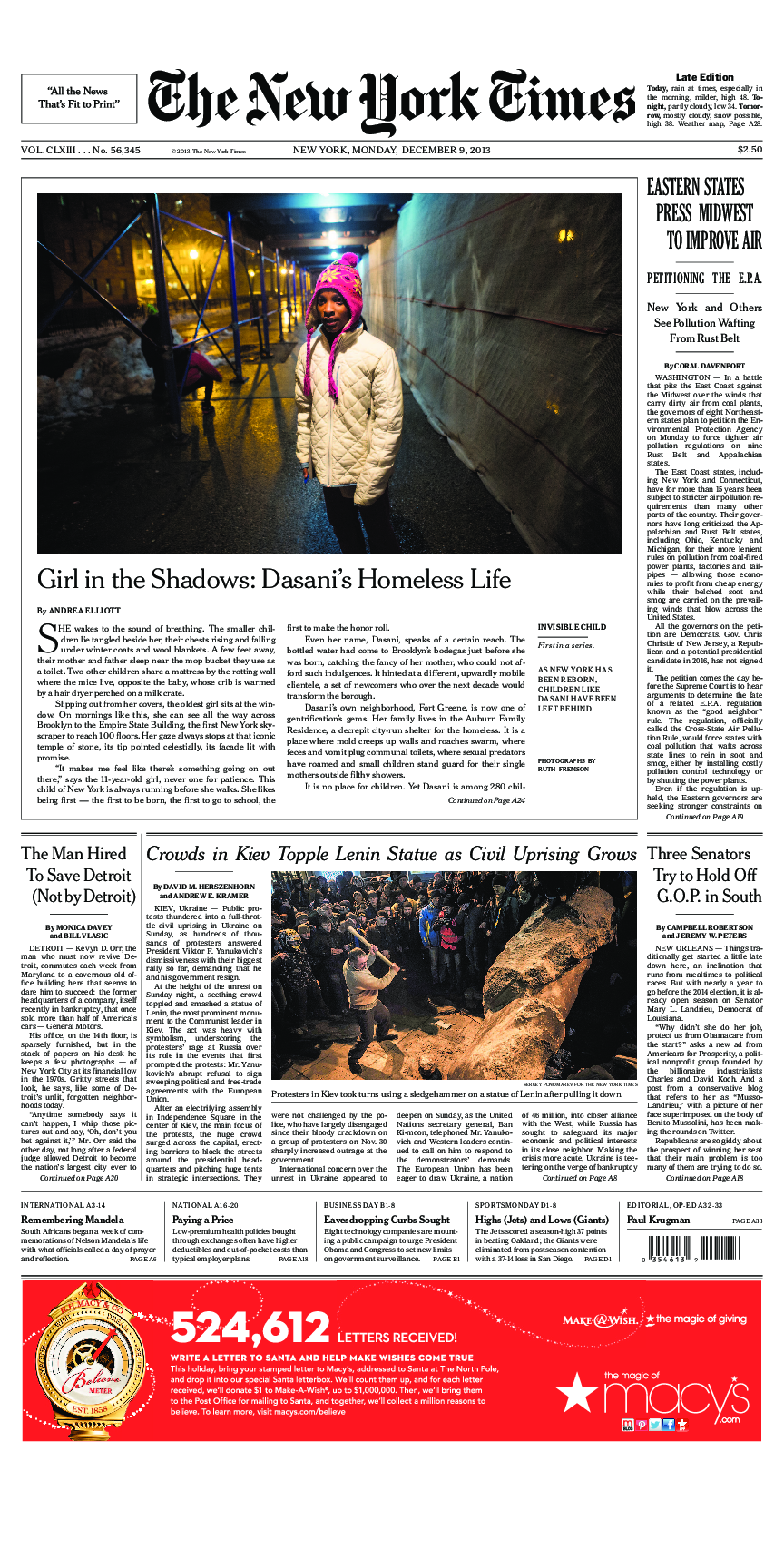 Prima-pagina-New-York-Times-del-2013-12-09