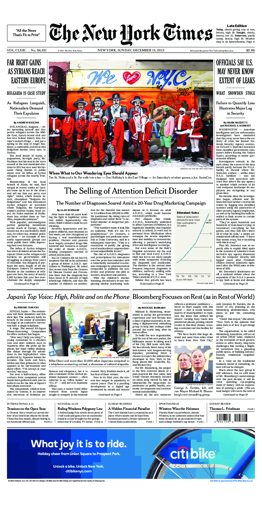 Prima-pagina-New-York-Times-del-2013-12-15