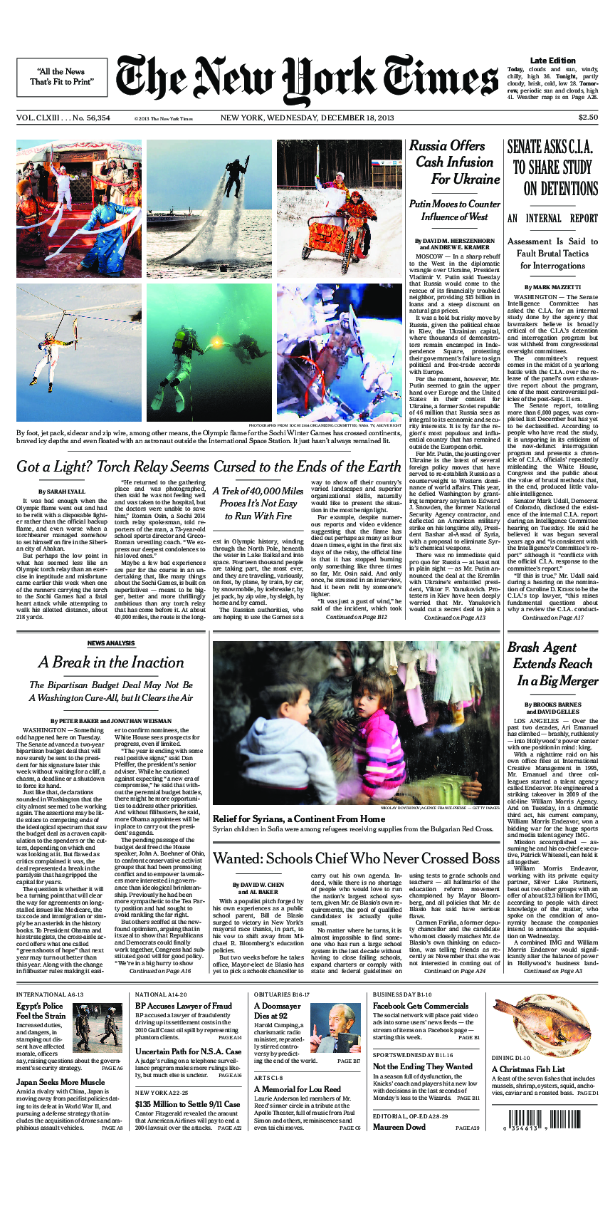 Prima-pagina-New-York-Times-del-2013-12-18