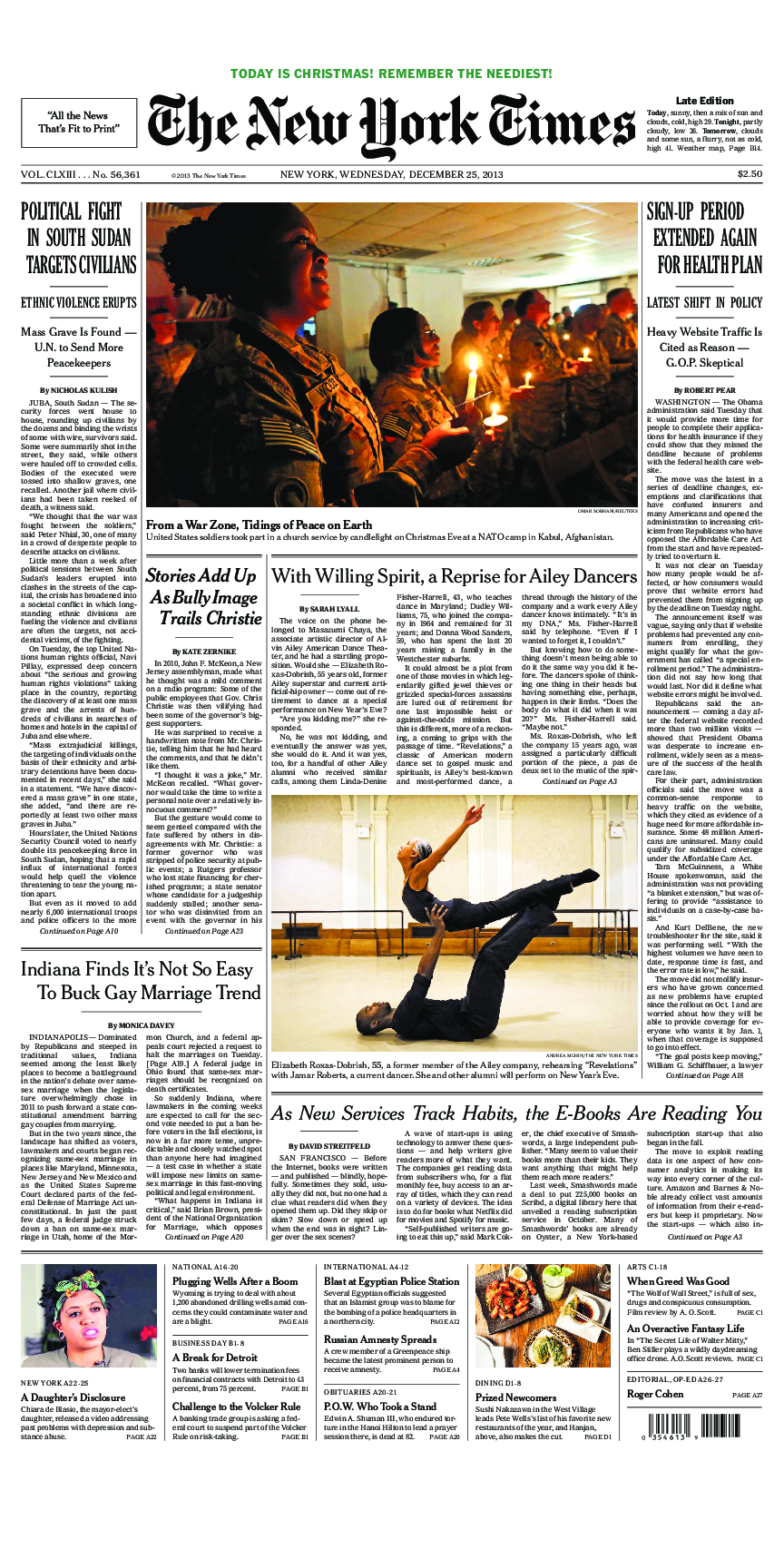 Prima-pagina-New-York-Times-del-2013-12-25