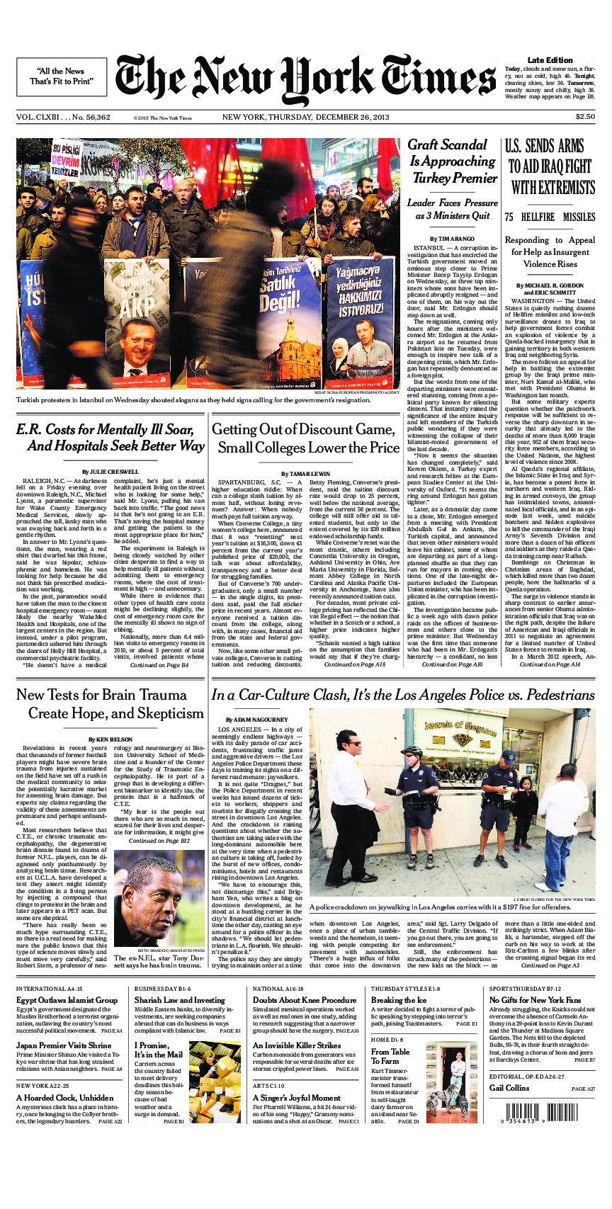 Prima-pagina-New-York-Times-del-2013-12-26