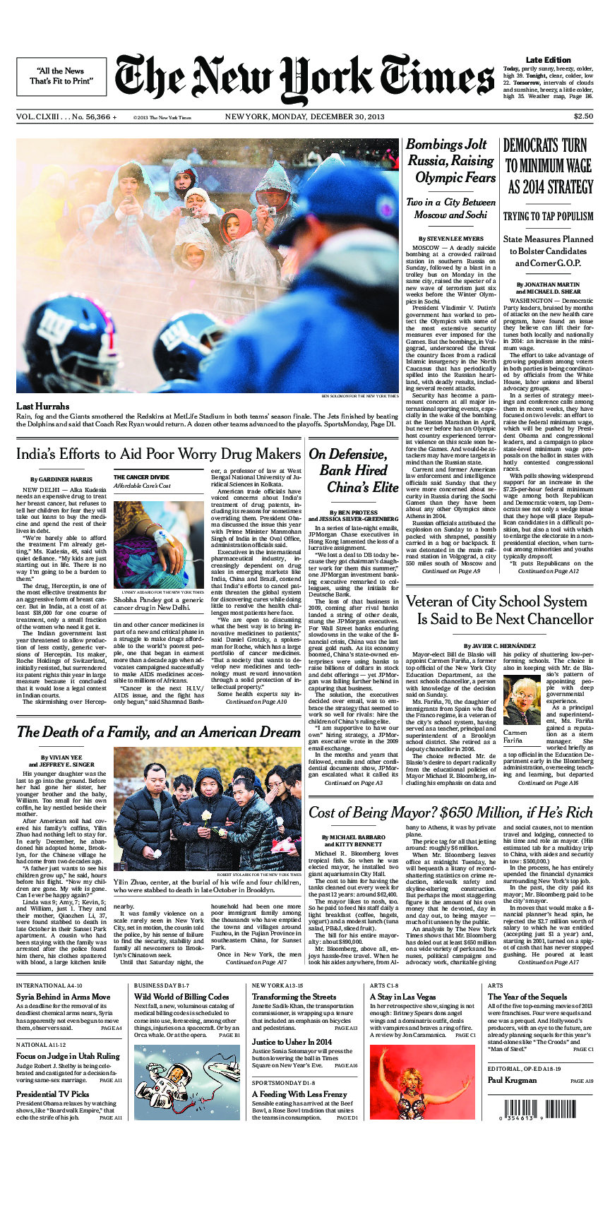 Prima-pagina-New-York-Times-del-2013-12-30