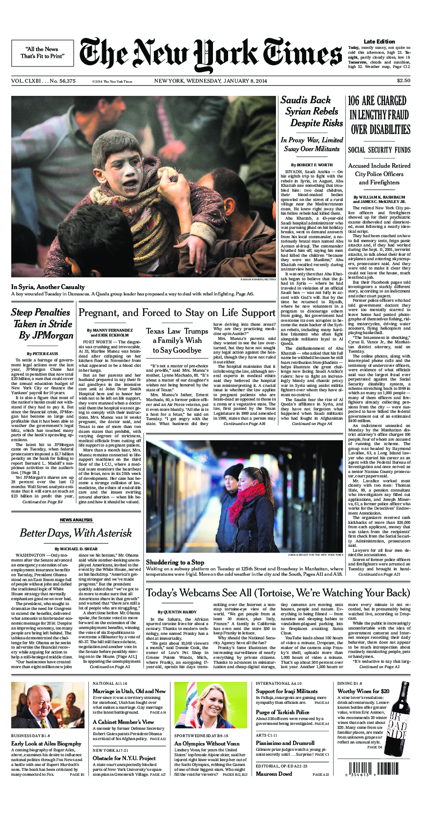 Prima-pagina-New-York-Times-del-2014-01-08