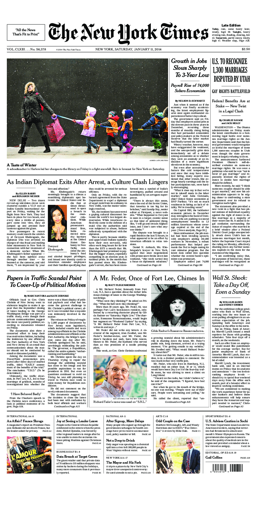 Prima-pagina-New-York-Times-del-2014-01-11