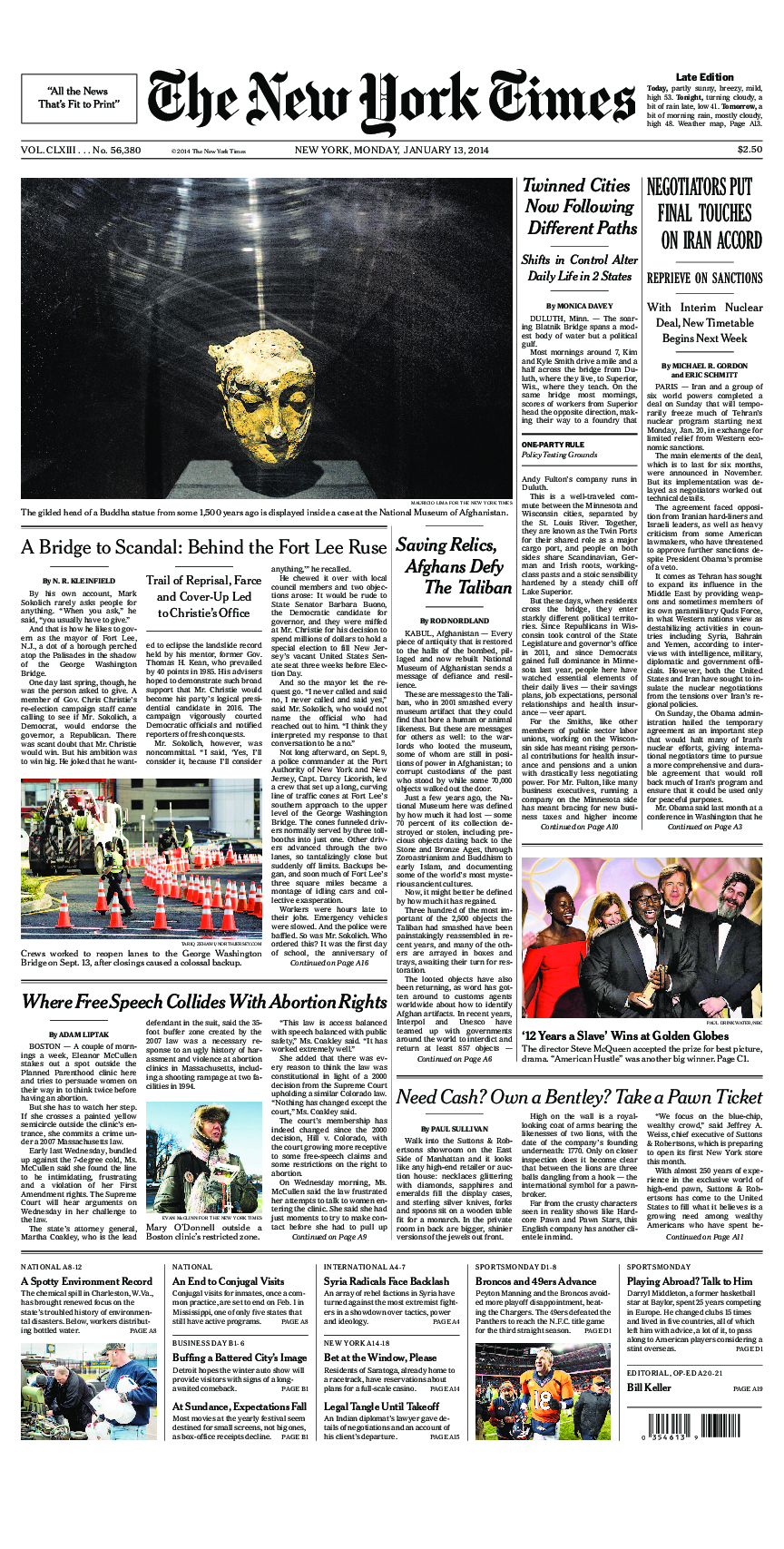 Prima-pagina-New-York-Times-del-2014-01-13