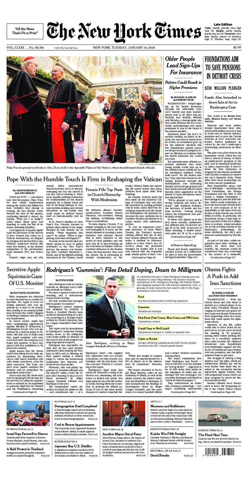 Prima-pagina-New-York-Times-del-2014-01-14