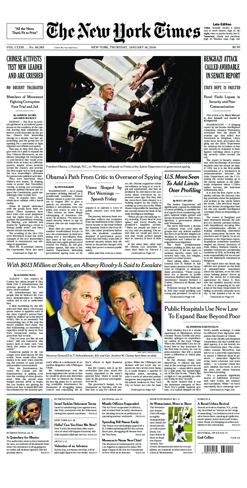 Prima-pagina-New-York-Times-del-2014-01-16