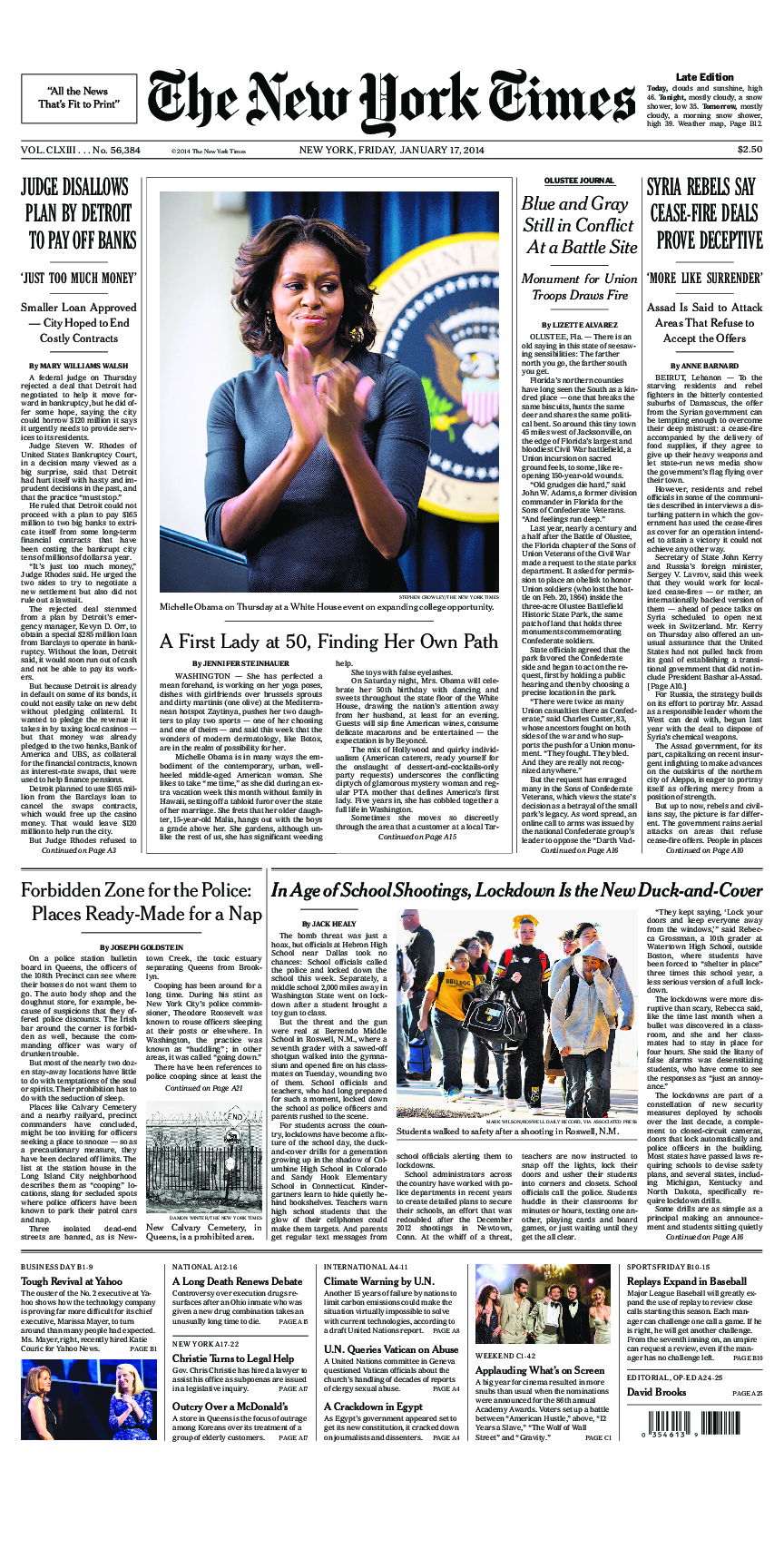 Prima-pagina-New-York-Times-del-2014-01-17