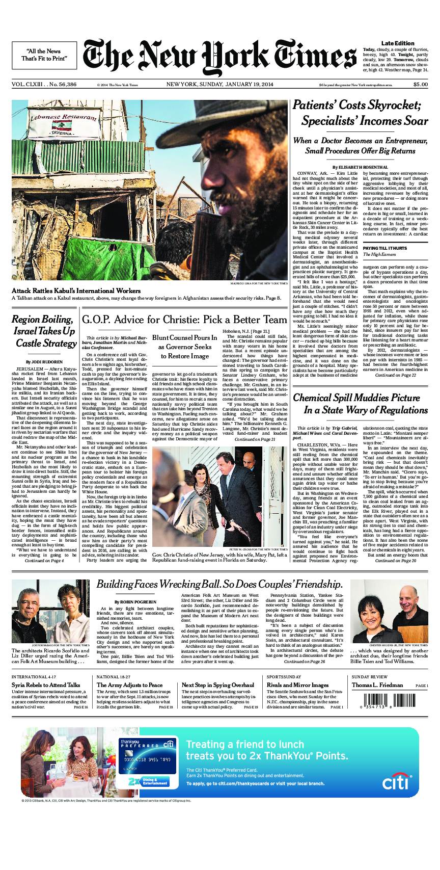 Prima-pagina-New-York-Times-del-2014-01-19