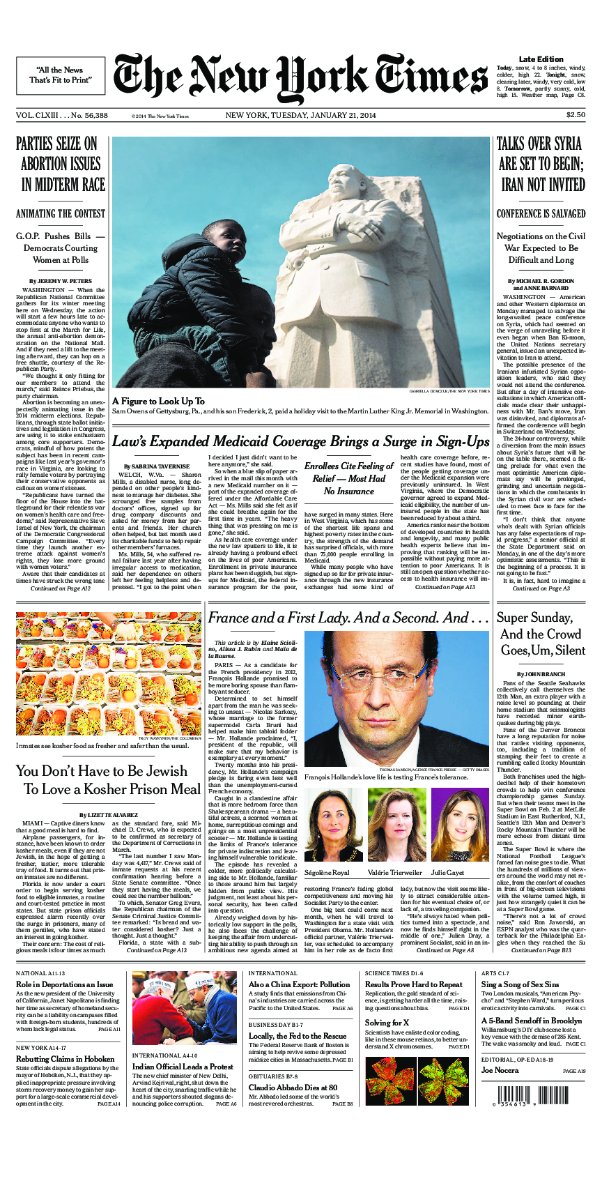 Prima-pagina-New-York-Times-del-2014-01-21