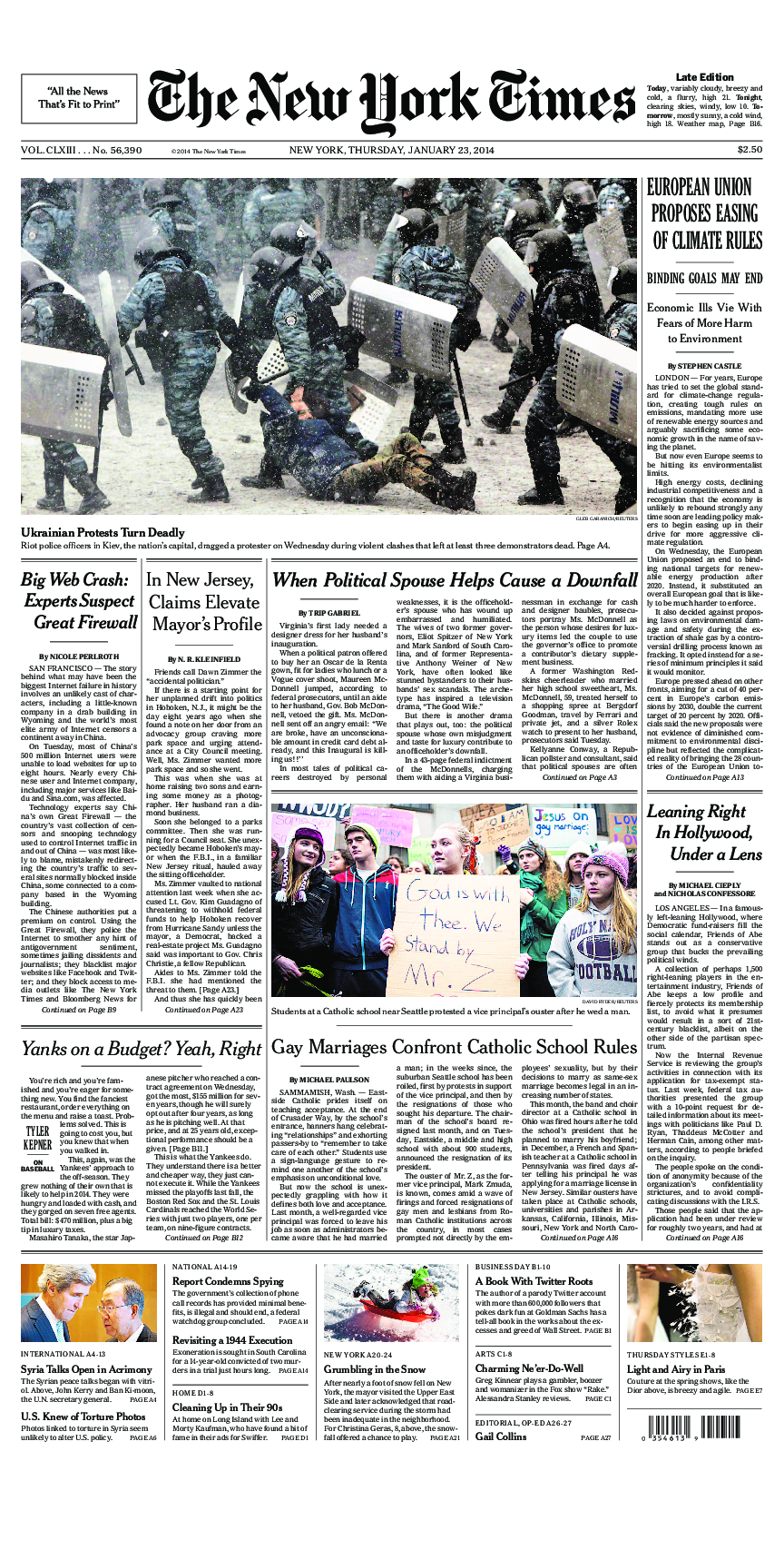 Prima-pagina-New-York-Times-del-2014-01-23