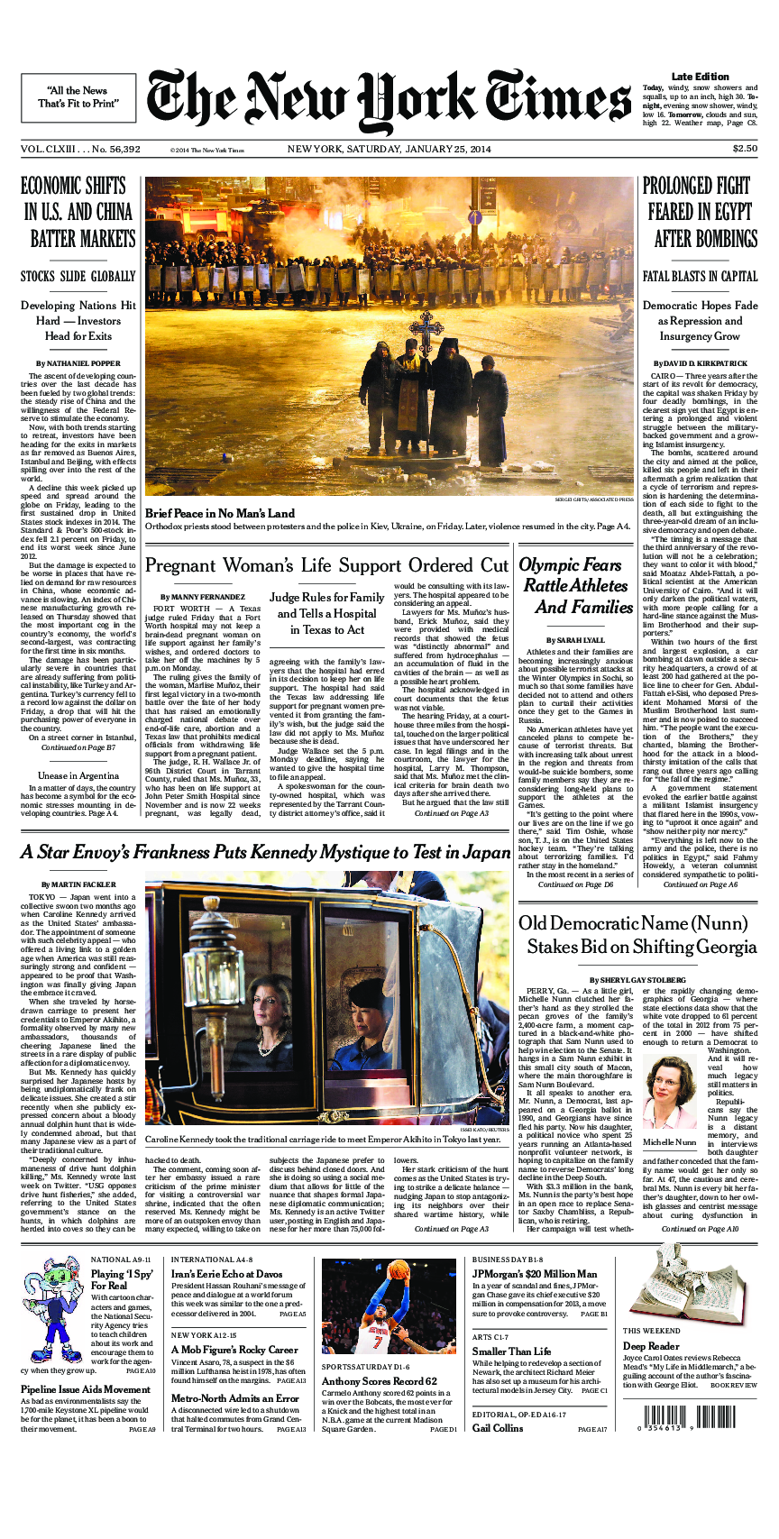 Prima-pagina-New-York-Times-del-2014-01-25