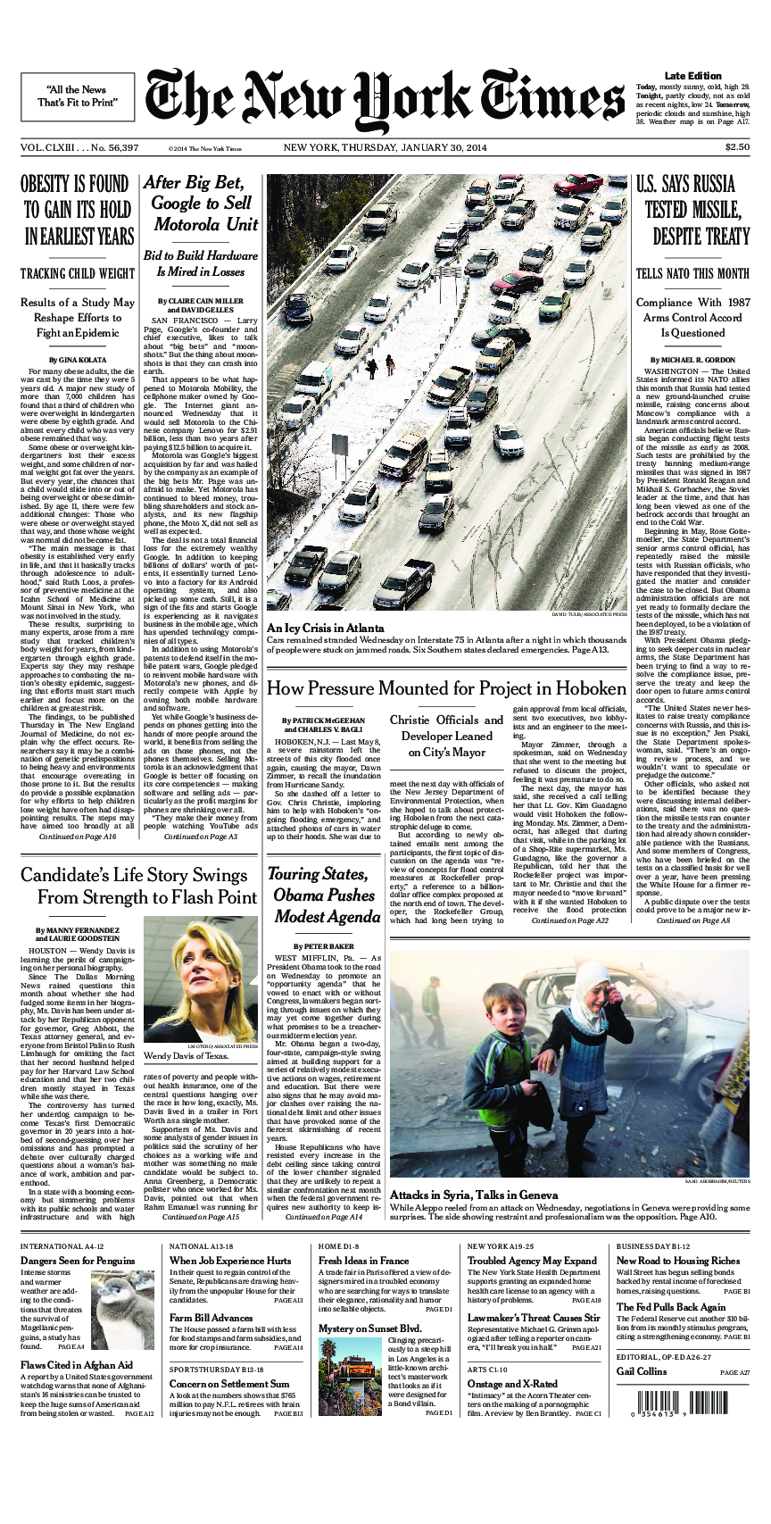 Prima-pagina-New-York-Times-del-2014-01-30