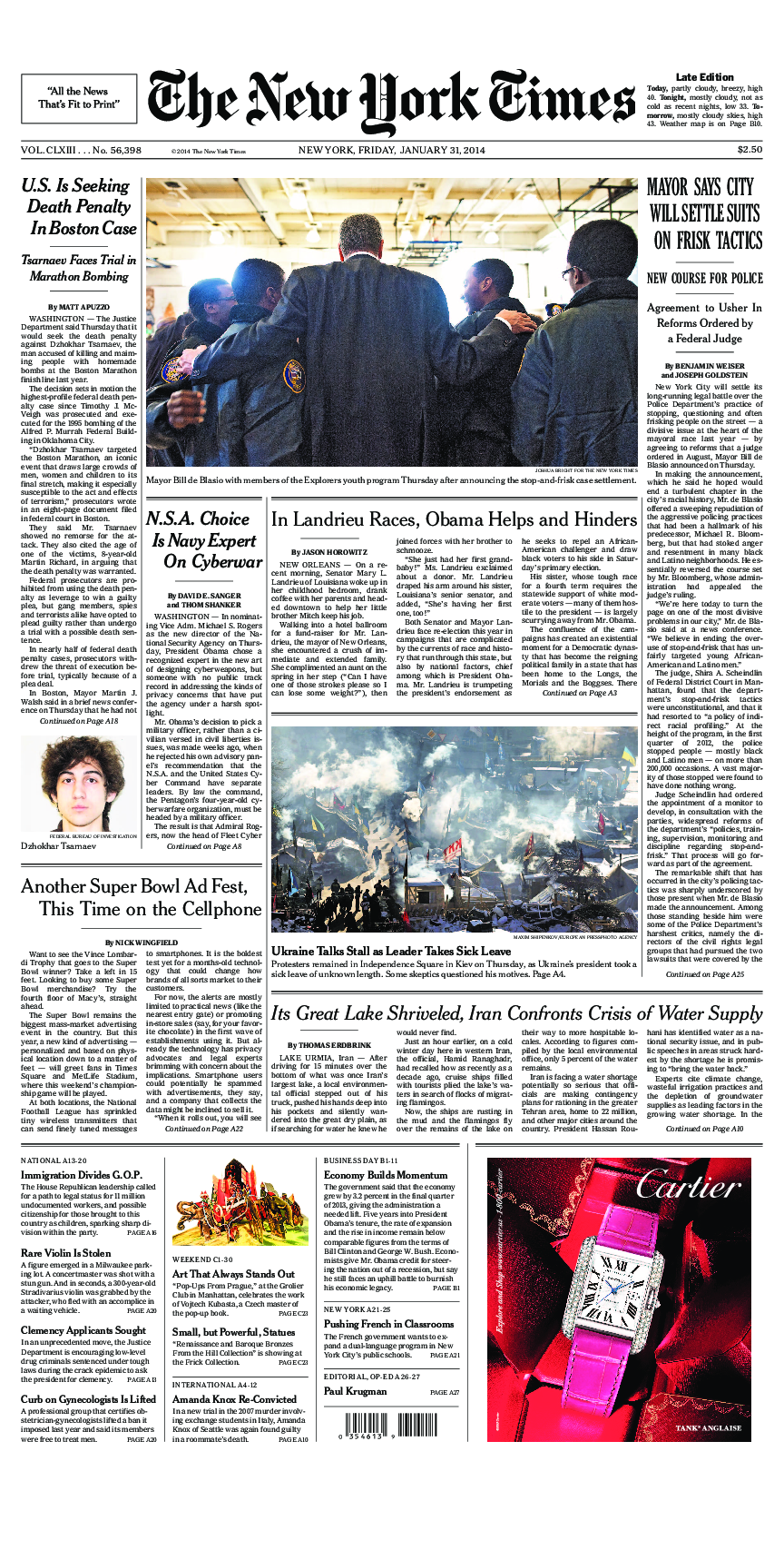 Prima-pagina-New-York-Times-del-2014-01-31