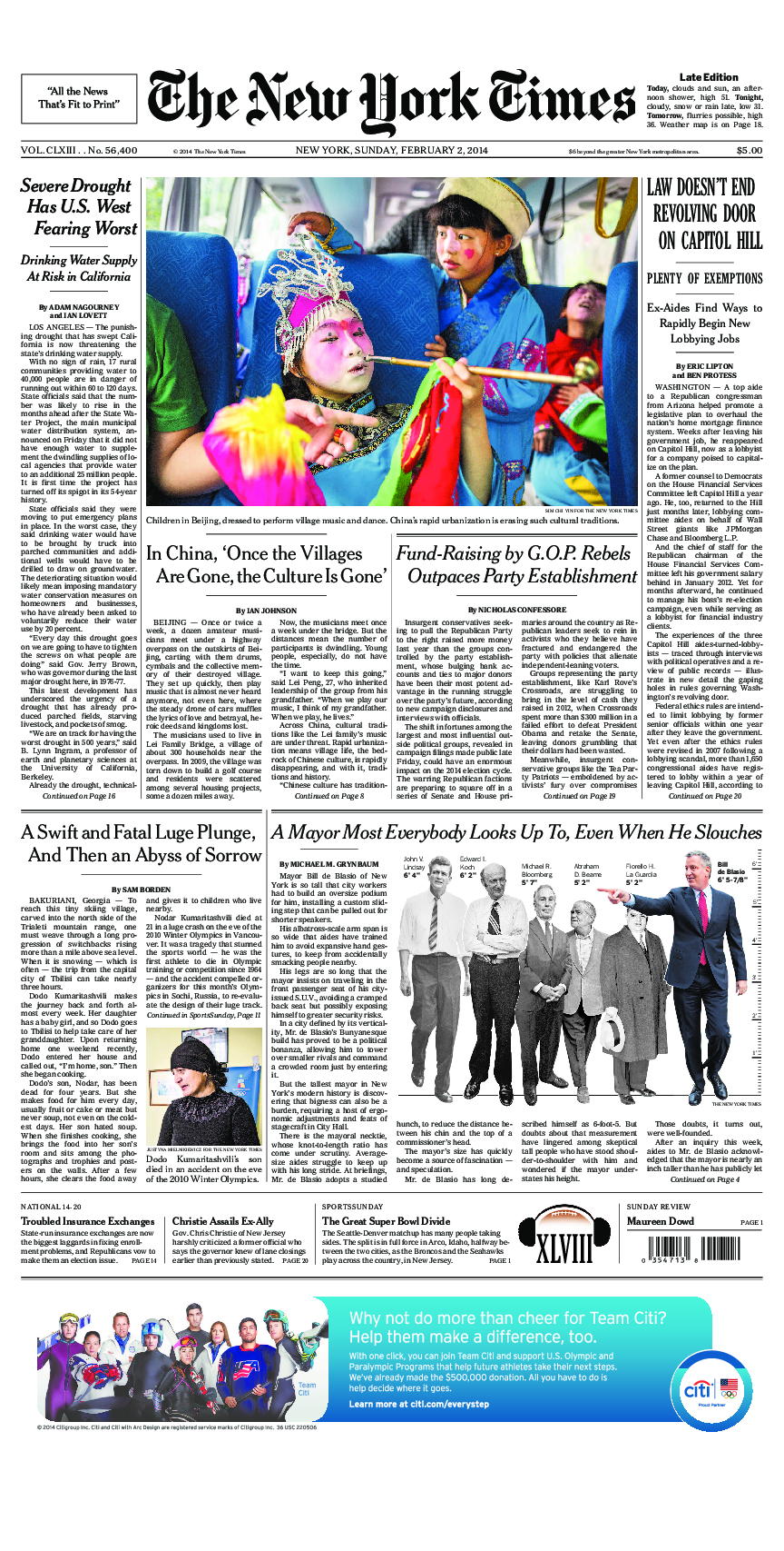 Prima-pagina-New-York-Times-del-2014-02-02