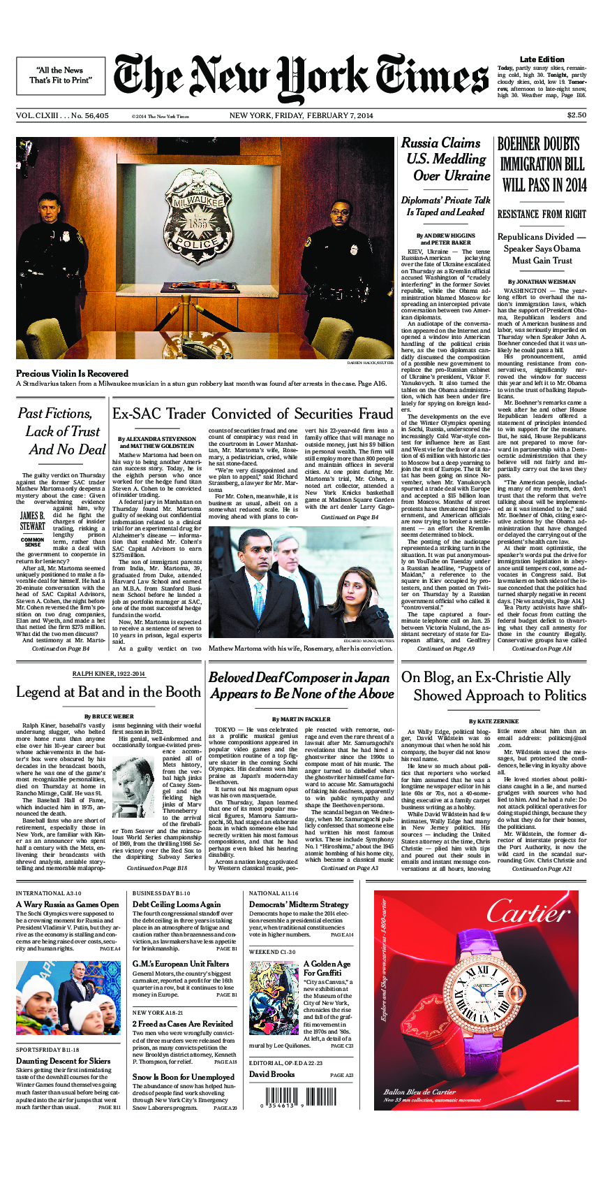 Prima-pagina-New-York-Times-del-2014-02-07