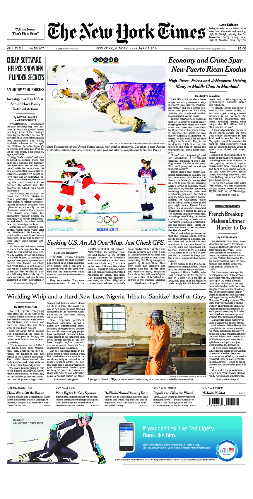 Prima-pagina-New-York-Times-del-2014-02-09