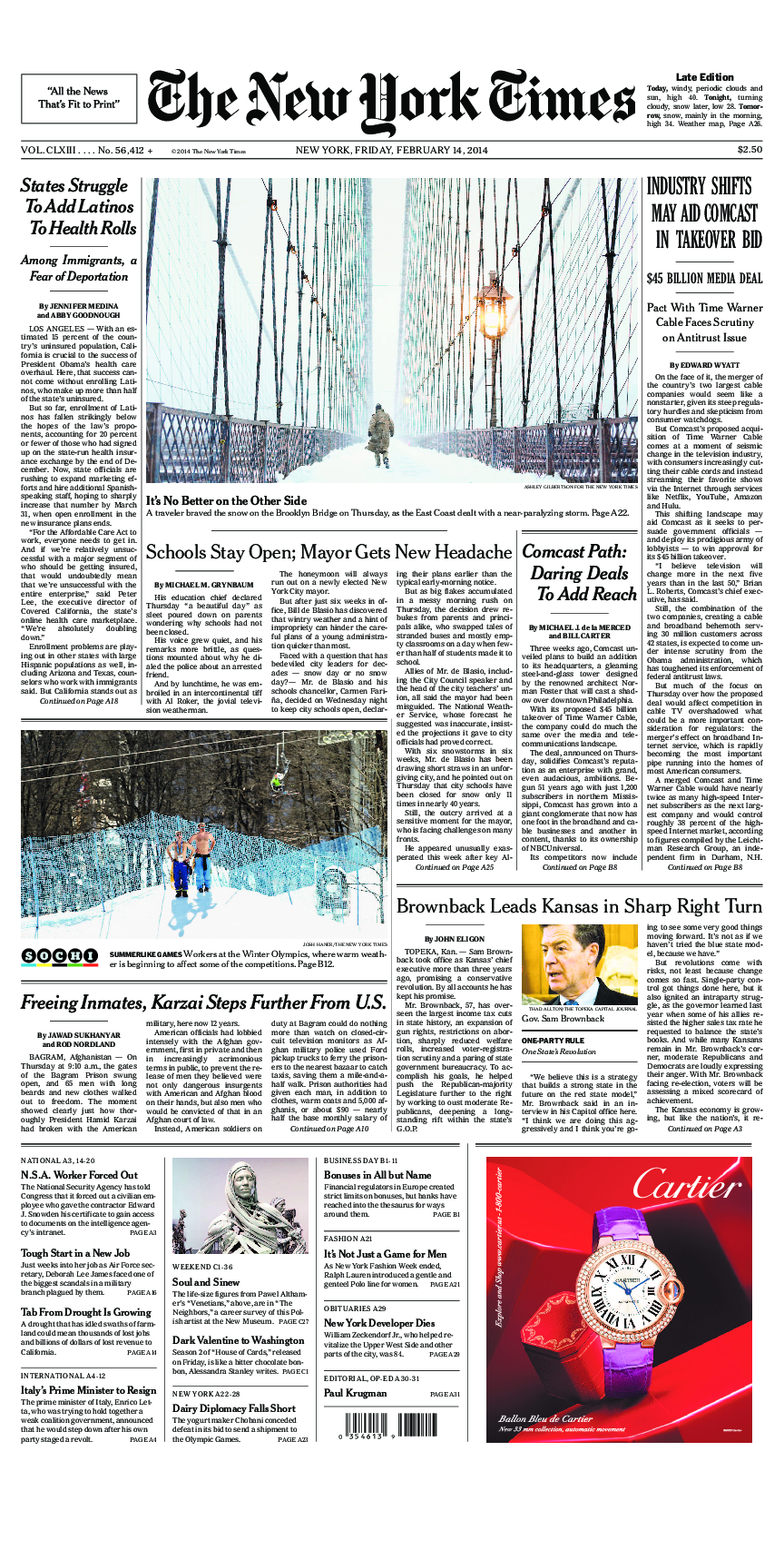 Prima-pagina-New-York-Times-del-2014-02-14