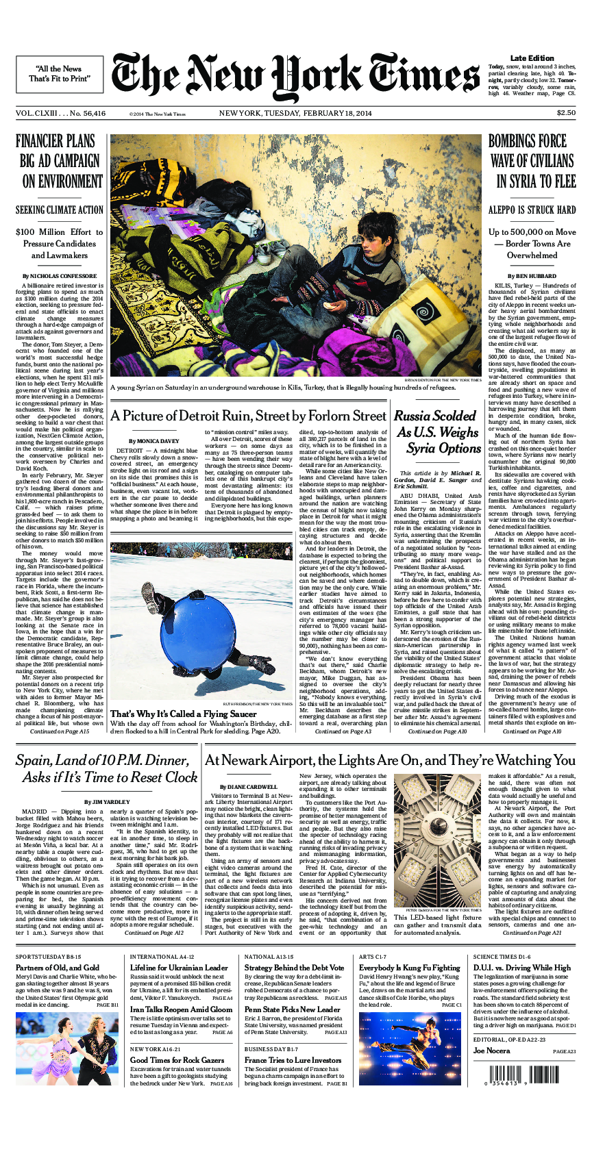 Prima-pagina-New-York-Times-del-2014-02-18