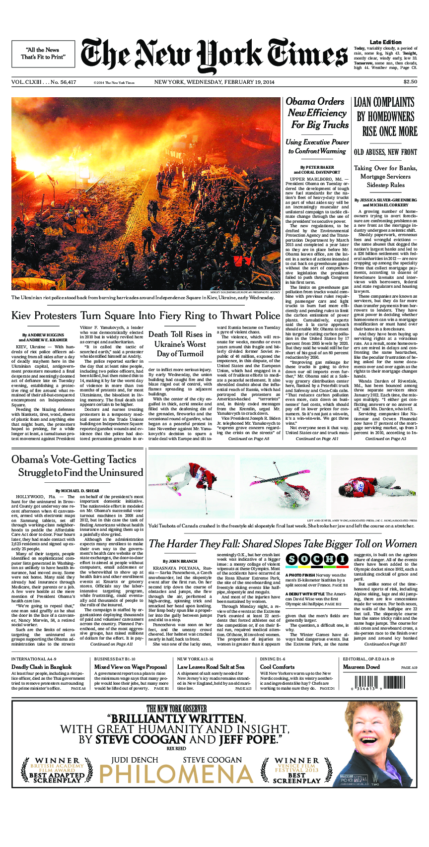 Prima-pagina-New-York-Times-del-2014-02-19