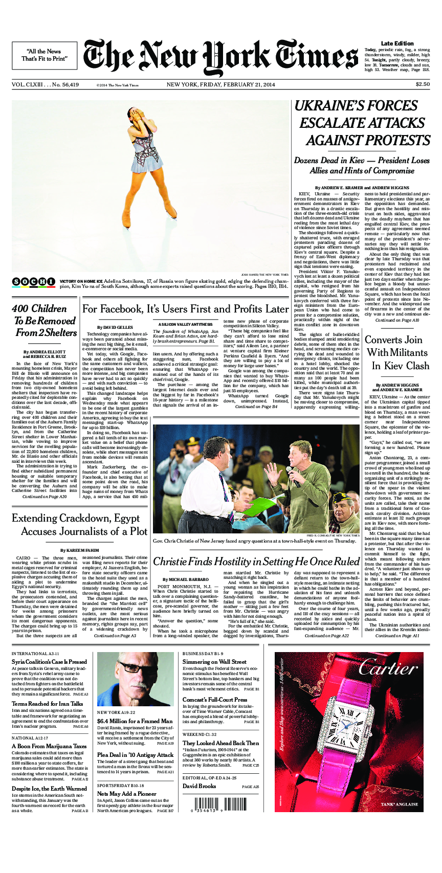 Prima-pagina-New-York-Times-del-2014-02-21