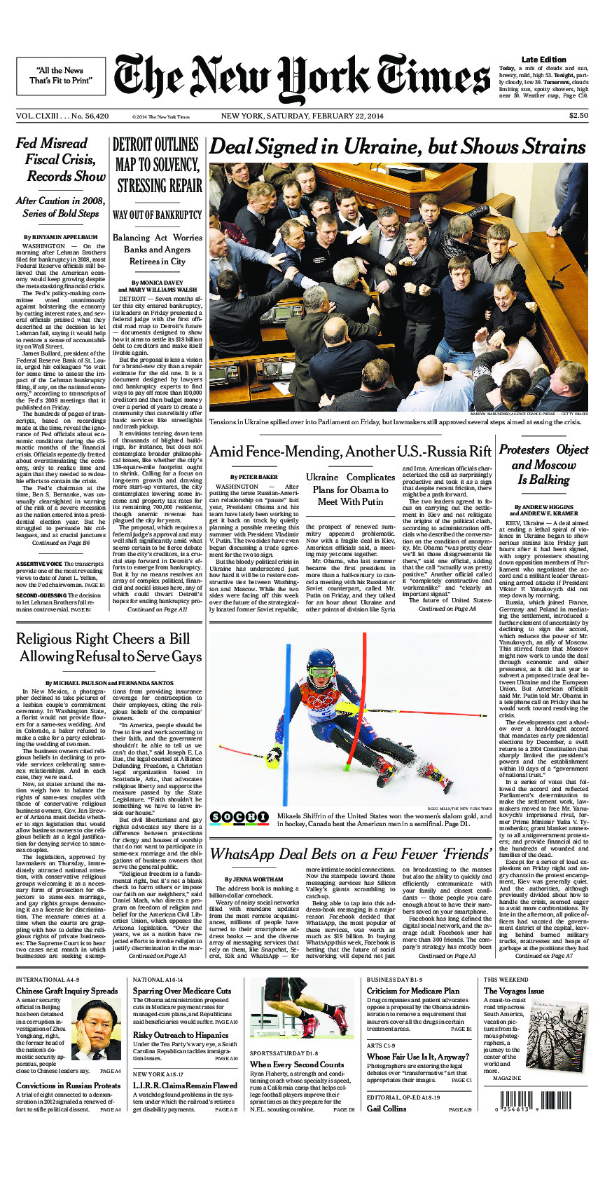 Prima-pagina-New-York-Times-del-2014-02-22