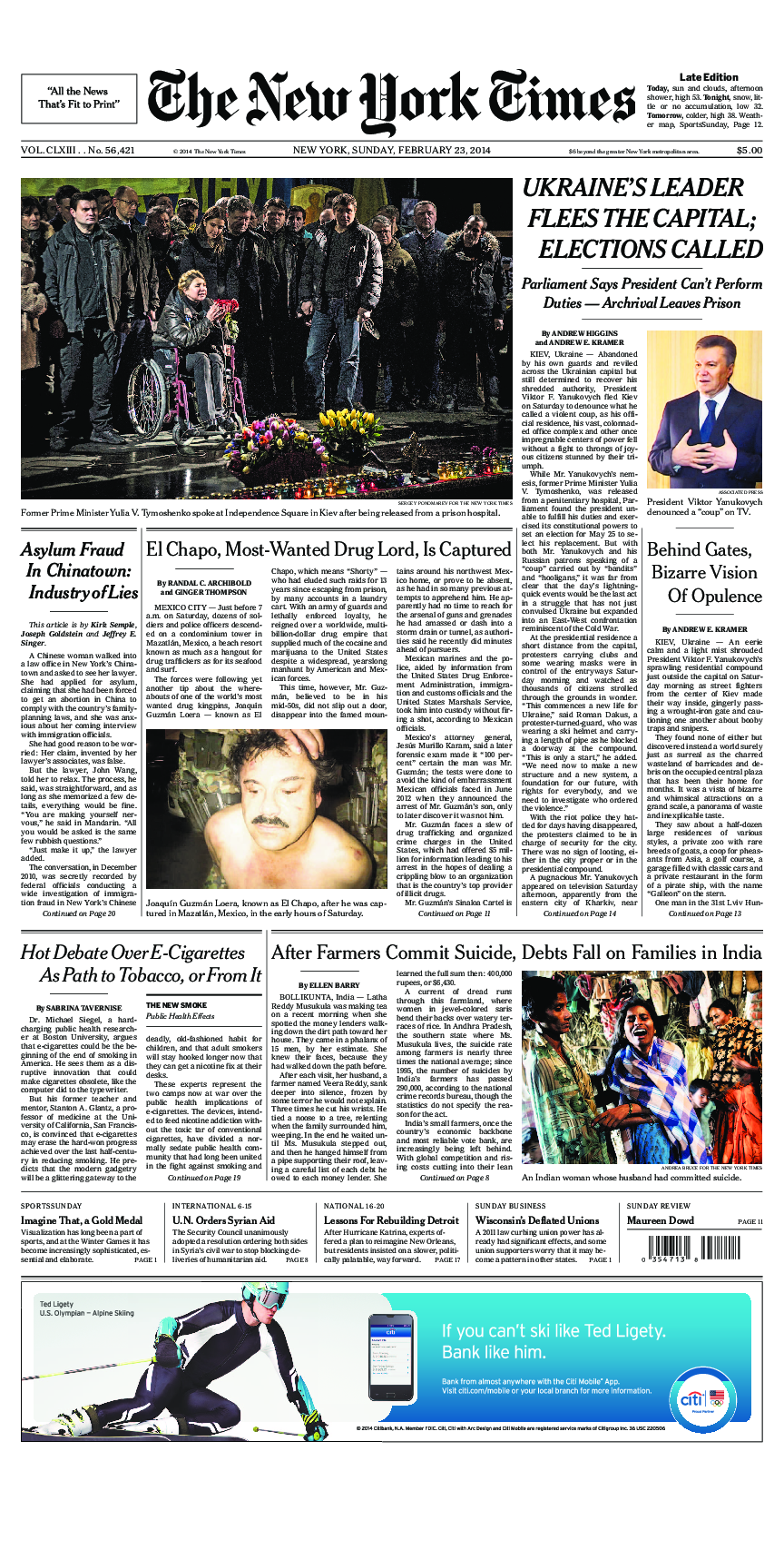 Prima-pagina-New-York-Times-del-2014-02-23