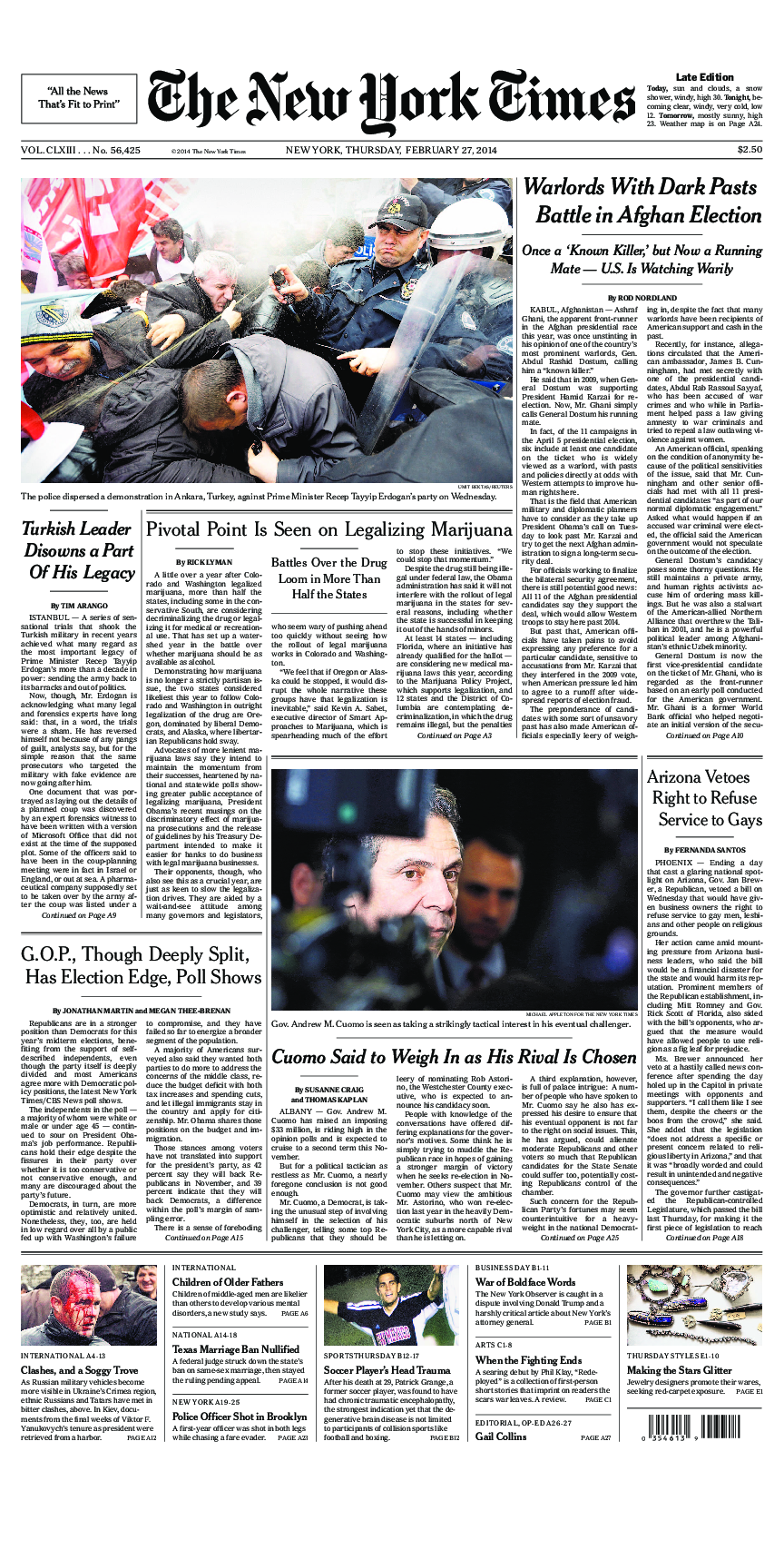 Prima-pagina-New-York-Times-del-2014-02-27