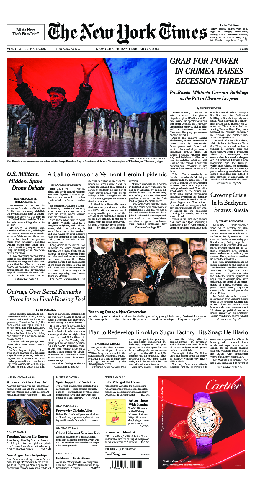 Prima-pagina-New-York-Times-del-2014-02-28