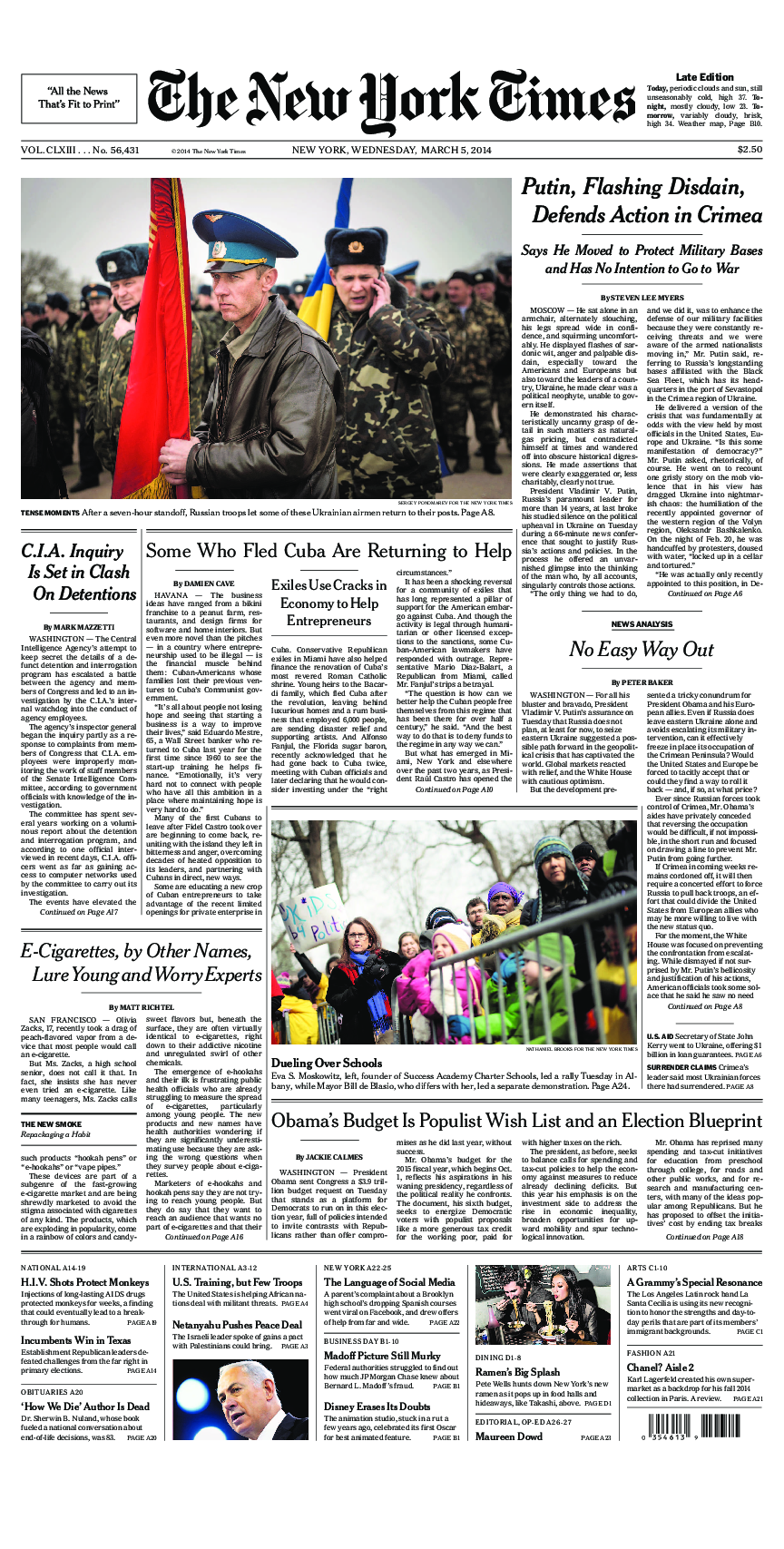 Prima-pagina-New-York-Times-del-2014-03-05