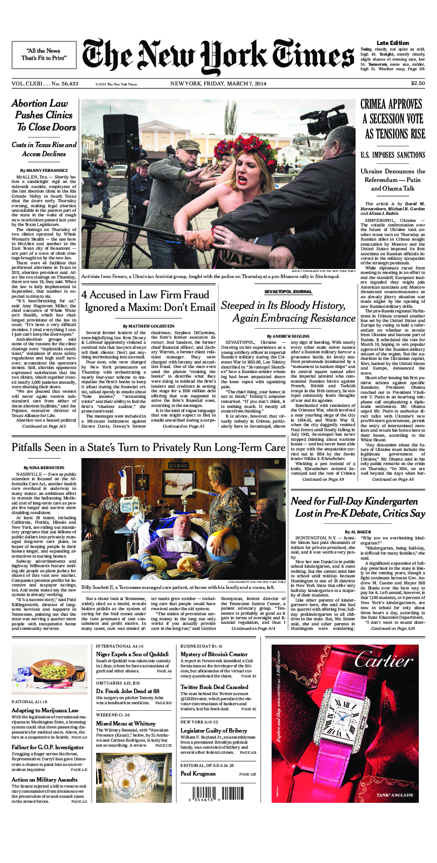 Prima-pagina-New-York-Times-del-2014-03-07