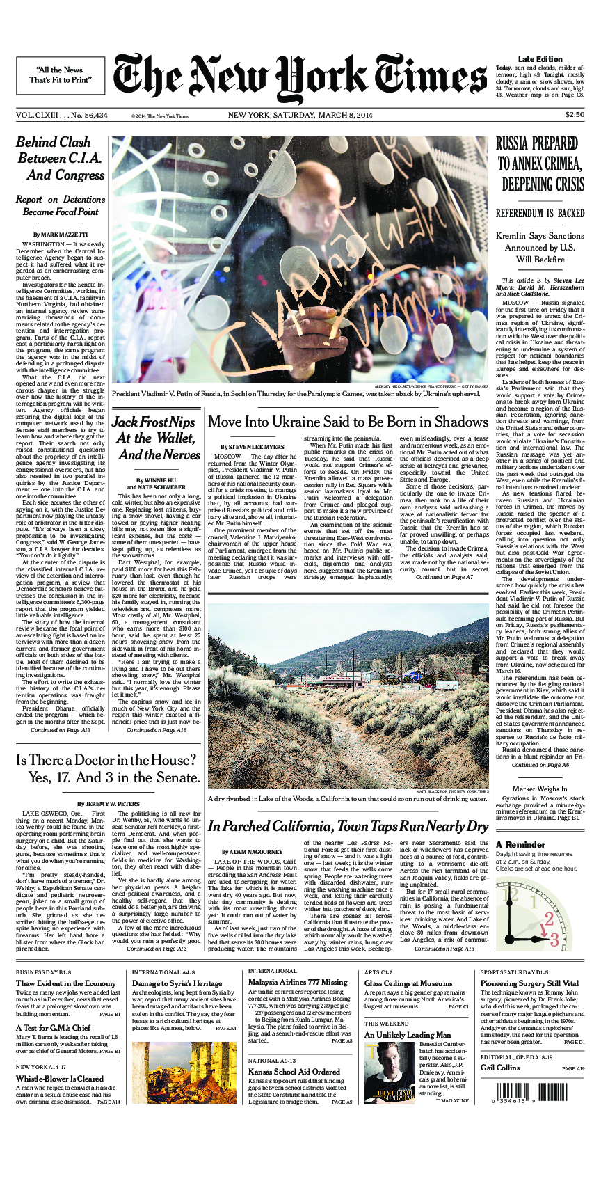 Prima-pagina-New-York-Times-del-2014-03-08