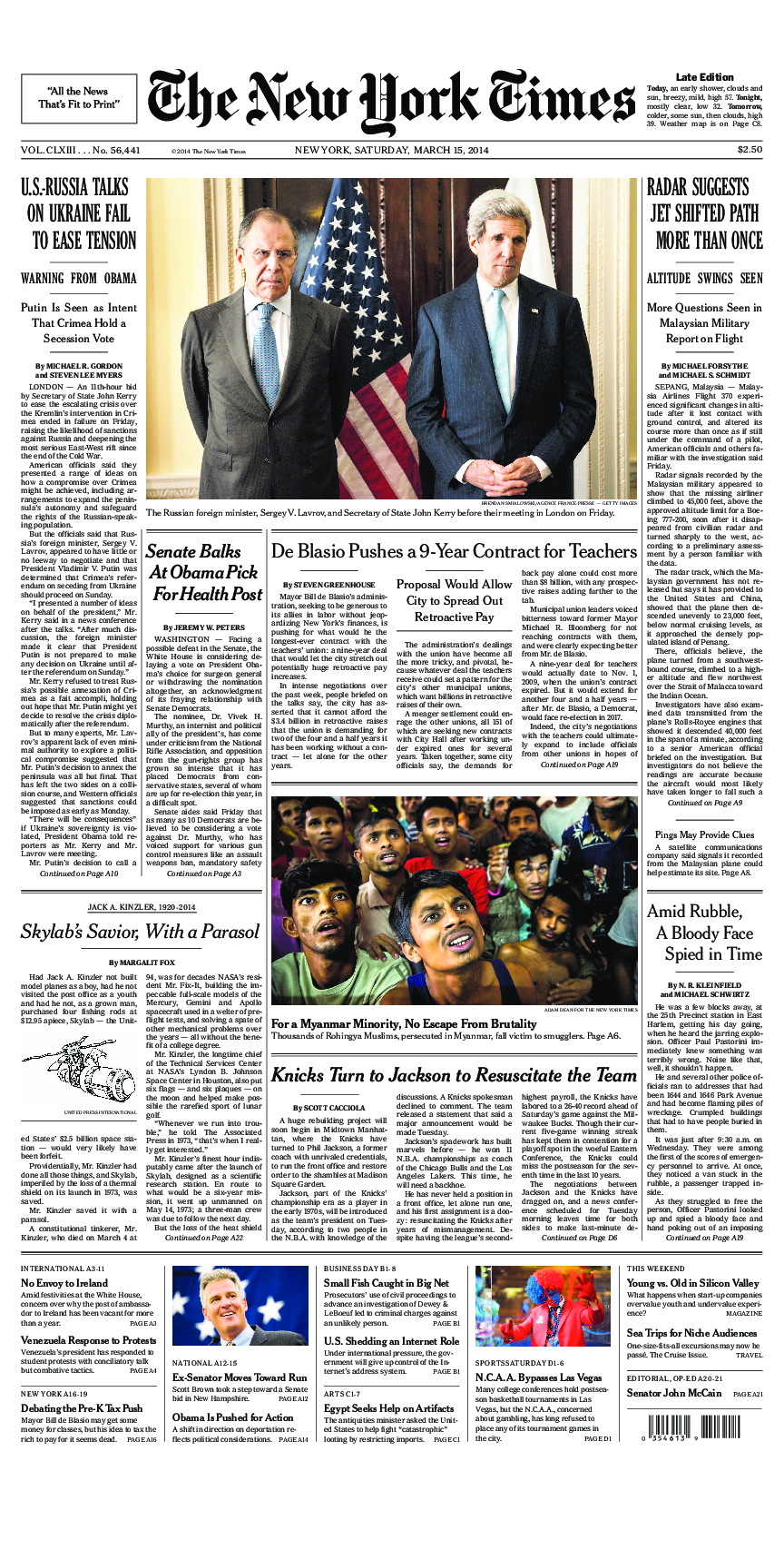 Prima-pagina-New-York-Times-del-2014-03-15