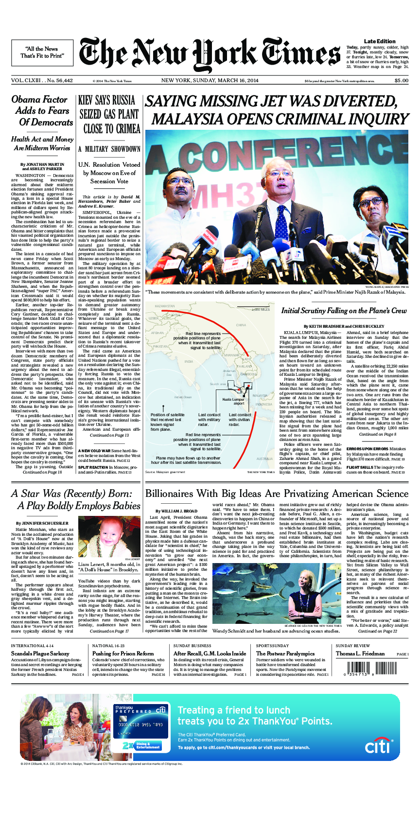 Prima-pagina-New-York-Times-del-2014-03-16