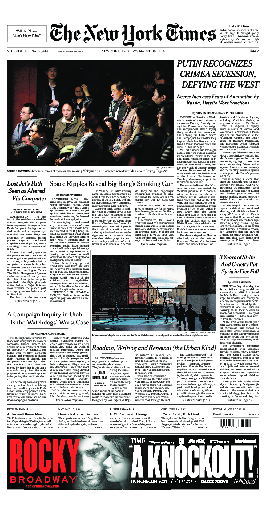 Prima-pagina-New-York-Times-del-2014-03-18