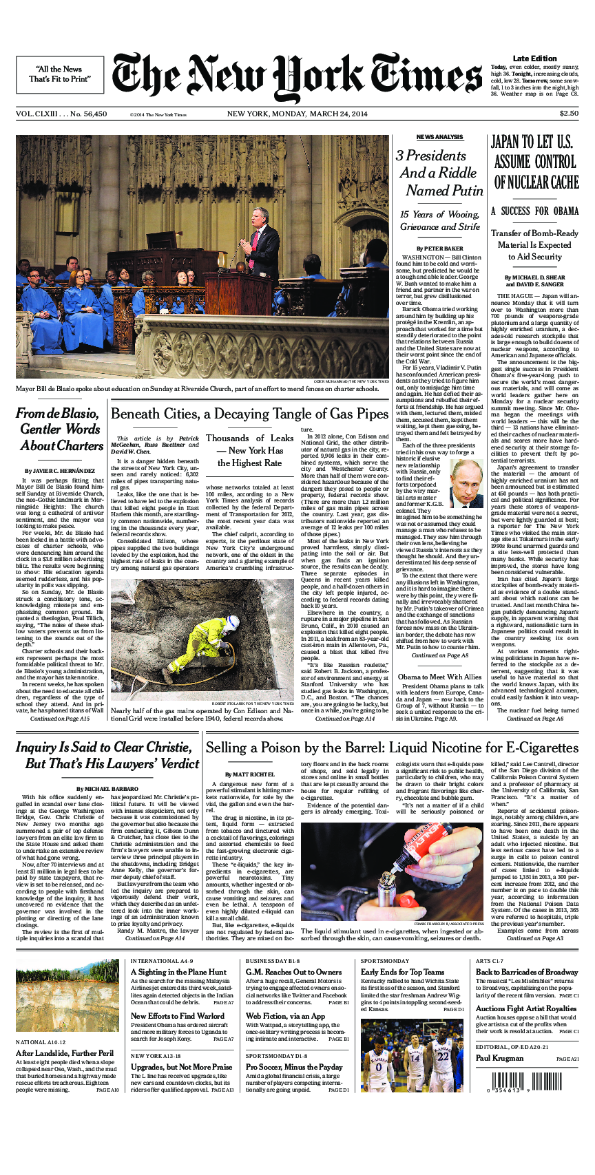 Prima-pagina-New-York-Times-del-2014-03-24