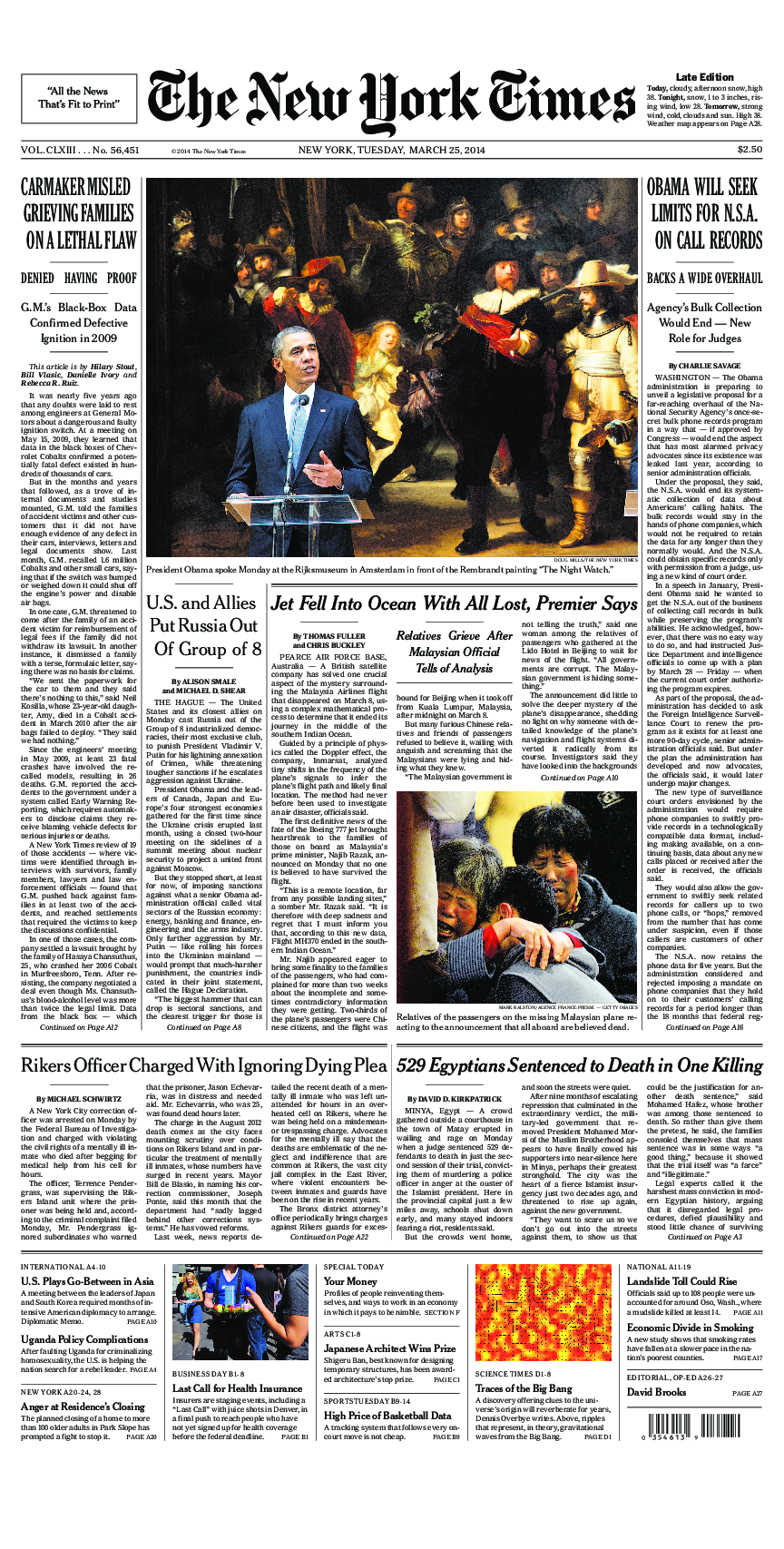 Prima-pagina-New-York-Times-del-2014-03-25