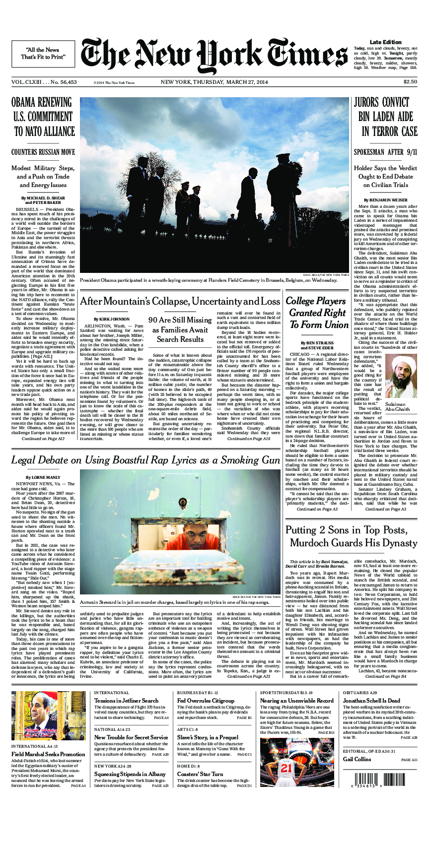 Prima-pagina-New-York-Times-del-2014-03-27