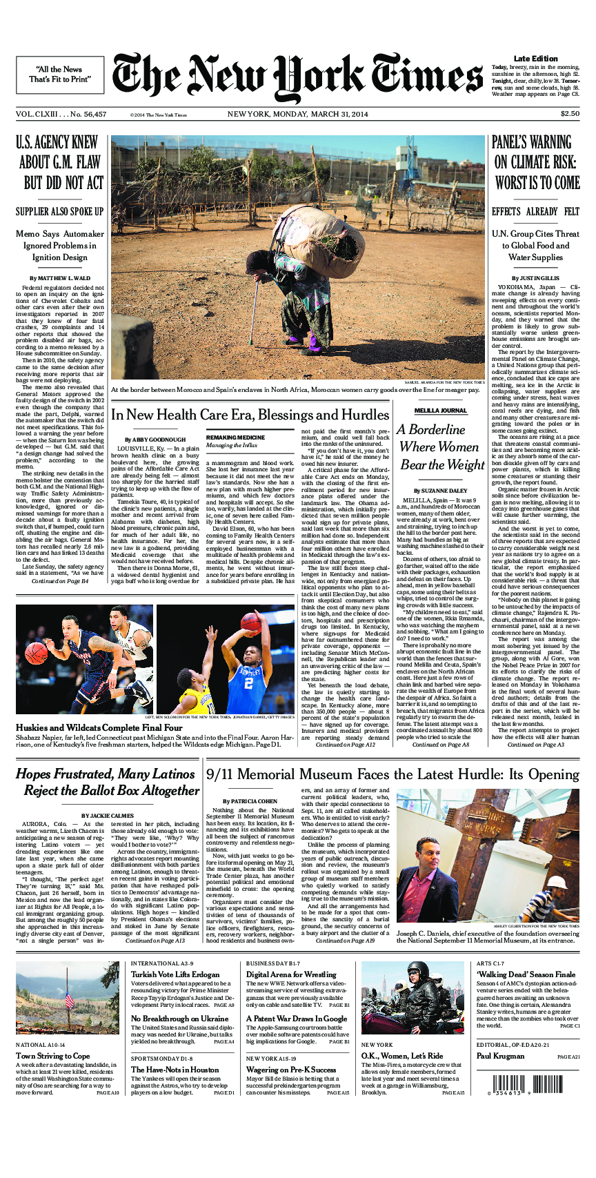 Prima-pagina-New-York-Times-del-2014-03-31